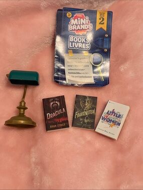Zuru Mini Brands Books Series 2 Dracula, Frankenstein, Little Women, and Lamp